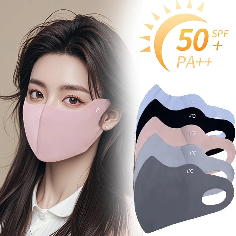 

Универсальная летняя маска для лица с защитой от солнца, 3D дышащий моющийся гайтер из ледяного шелка с функцией УФ-защиты и очками
