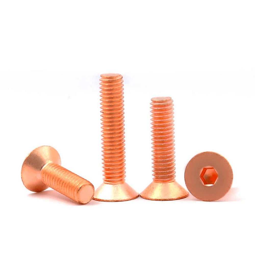 M3 M4 M5 M6 M8 T2 Copper Flat Head Screw Bolts Hex Socket Length 4mm-50mm for Model Aircraft Car DIY