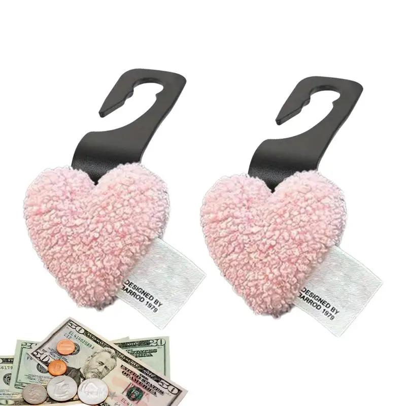 Cute Car Seat Headrest Hooks Heart Shape Auto Purse Hook 2PCS Space Saving Backseat Hanger Cute Storage Hanger For Tote Backpack