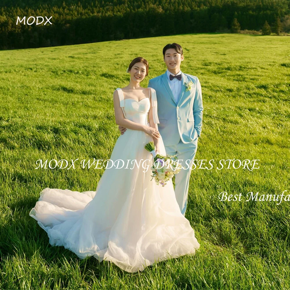 MODX Princess Simple White A-Line Wedding Dresses Sweetheart Straps Sweep Train Corset Back Bridal Gowns Spring Mariage 2025