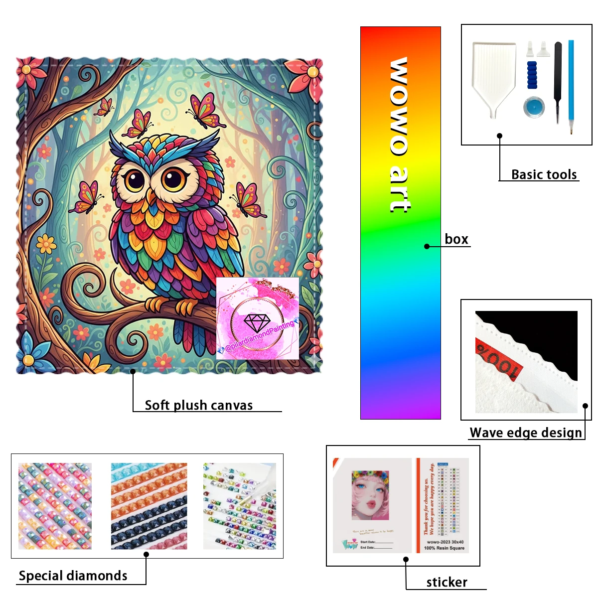 

【pilar Diamond Art】Painted owl 100% Full Diamond Stamping Kit Perfect Masterpiece worth Buying