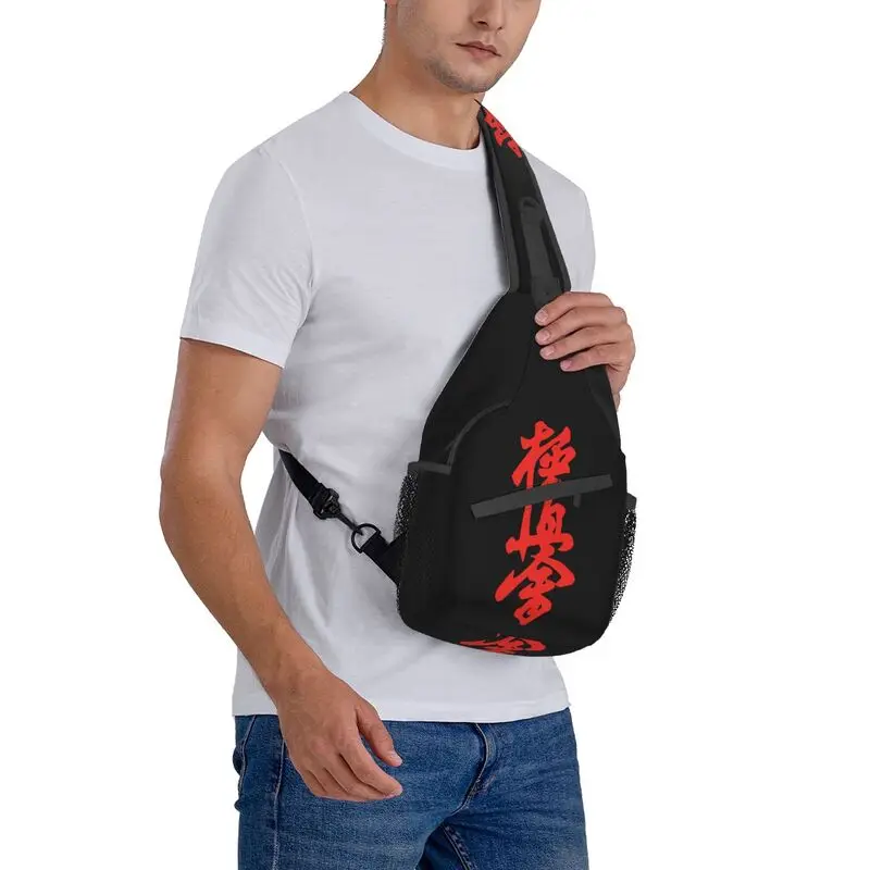 Casual Kyokushi Karate Sling Bag for Traveling Men Martial Arts Chest Crossbody Backpack Shoulder Daypack