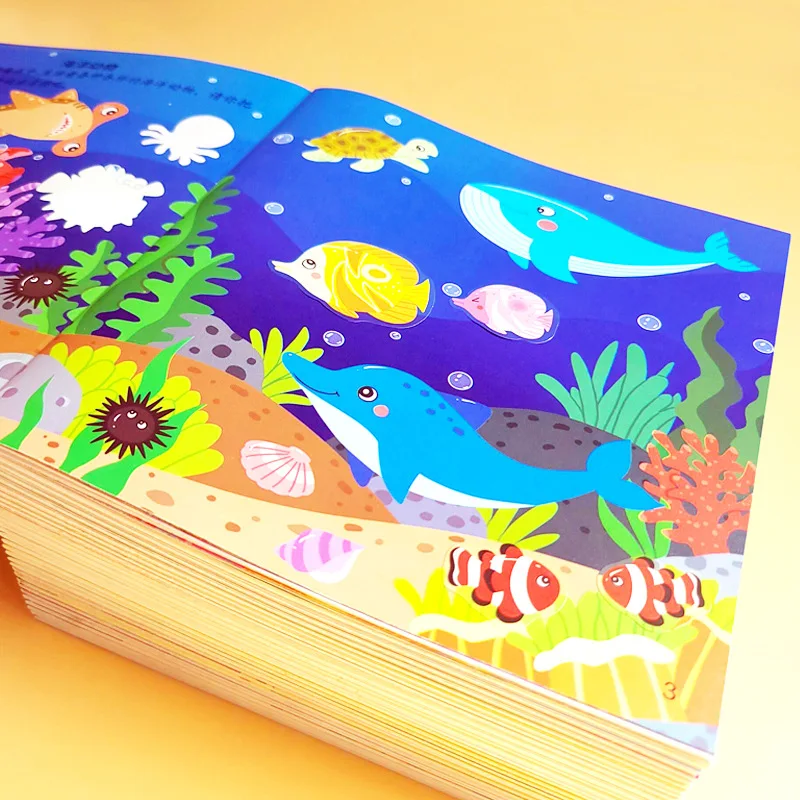 Children's Concentration Sticker Book, Cartoon Sticker for 2-5 Year Old Babies, Puzzle Toy Sticker Book