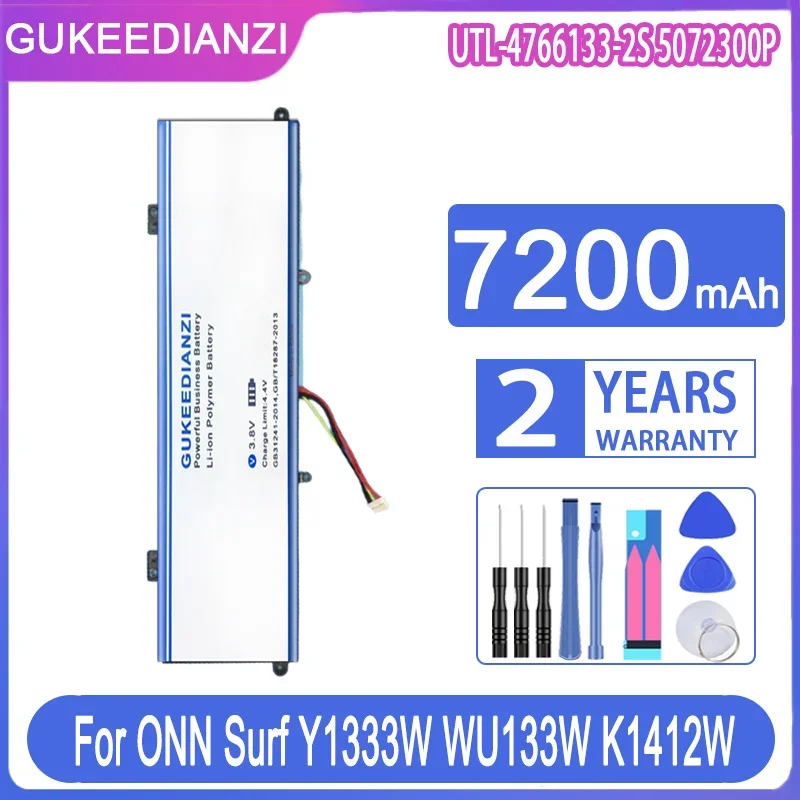 

Запасная батарея GUKEEDIANZI, UTL-4766133-2S 5072300P 7200 мАч для Haier M1 LP14123 для ONN Surf Y1333W WU133W K1412W 100002434