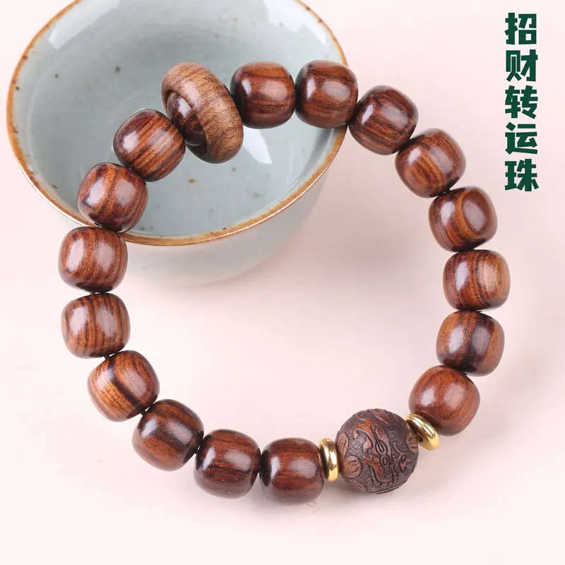 

UMQ African Sandalwood Bracelet Barrel Beads Men and Women Hand Jewelry Collectables-Autograph Rosary Black Rosewood Bracelet