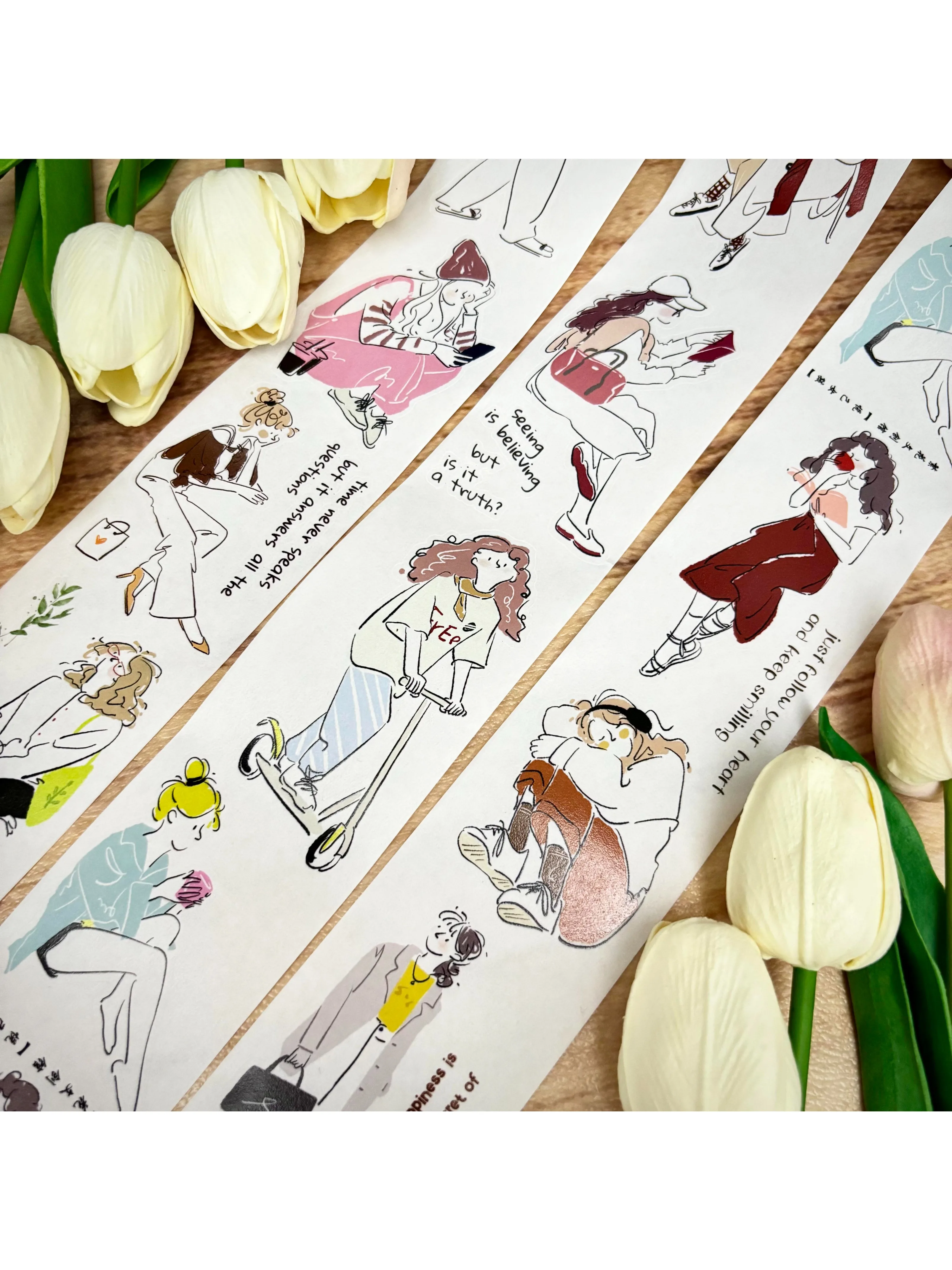 Flower Club Studio Vintage Lovely Pleasure Herself Girl Washi PET Tape voor Plan Card Making DIY Scrapbooking Decoratieve Sticker - afbeelding 2