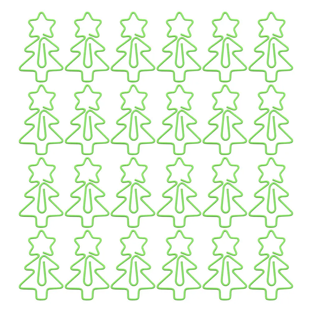 30 قطعة من مشابك الورق على شكل شجرة عيد الميلاد، حامل صفحة إشارة مرجعية معدنية لتزيين أدوات مكتبية للمدرسة والمكتب #2