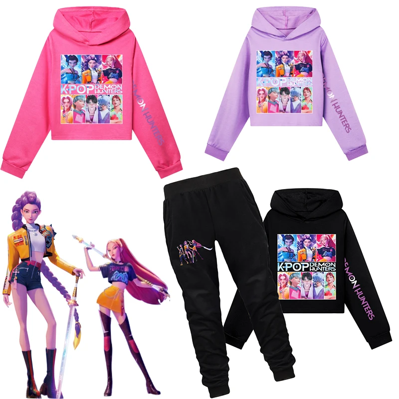 

Huntrix Rumi Mira Zoey Costume Girls boy pants hoodie 2pcs KPOP Superstar Demon Hunters Toddler Girls tops Sets Fashion Outfits