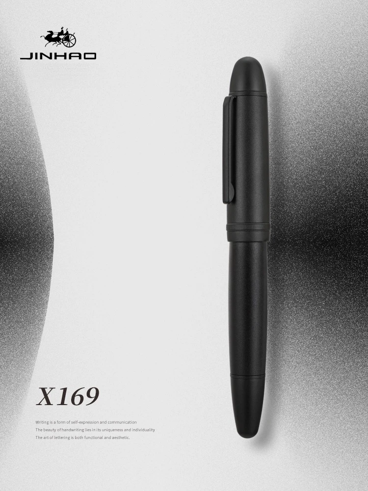 Pióro wieczne JINHAO X169 z złotym klipsem, eleganckie czarne pióro z końcówką M/F/EF, pióro do pisania tuszem, Pk X159 9019 Majohn P136, artykuły szkolne — zdjęcie produktu 4