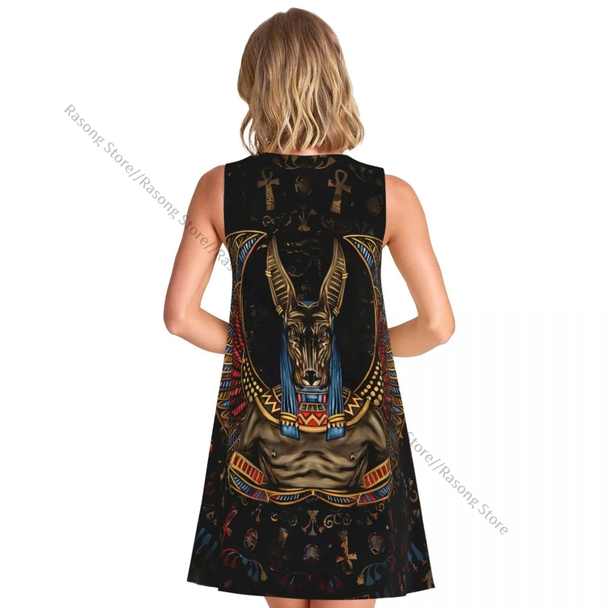 فستان نسائي صيفي كاجوال تي شيرت فساتين شاطئ تغطي فستان الله المصري بدون أكمام