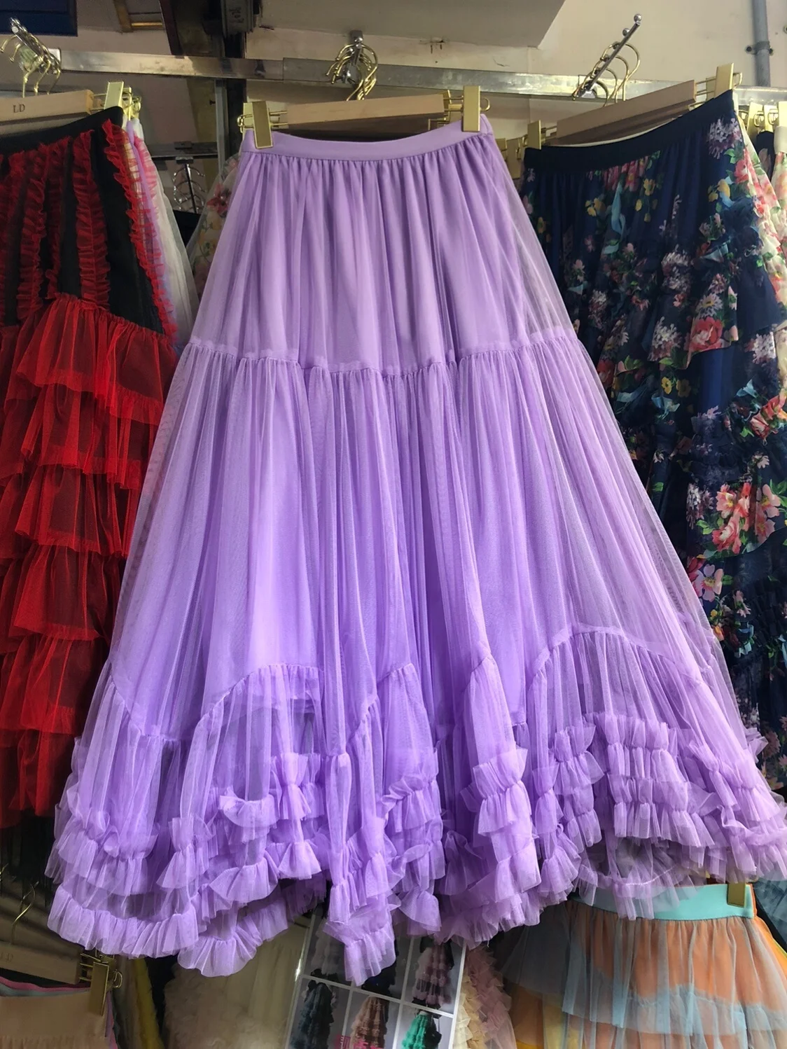 

Women Skirt Spring Style High Waist Spliced Fungus Edge Design Solid Color Big Umbrella Clothes Female New Fashion