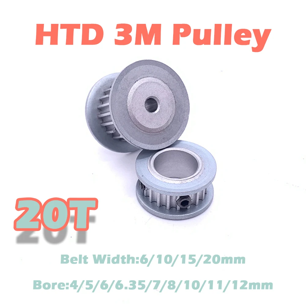 20Teeth 3M Synchronous Wheel Bore 4 5 6 6.35 7 8 10 11 12mm 20 Teeth HTD 3M Timing Pulley Belt Width 6 10 15 20mm 20T 3M Pulley