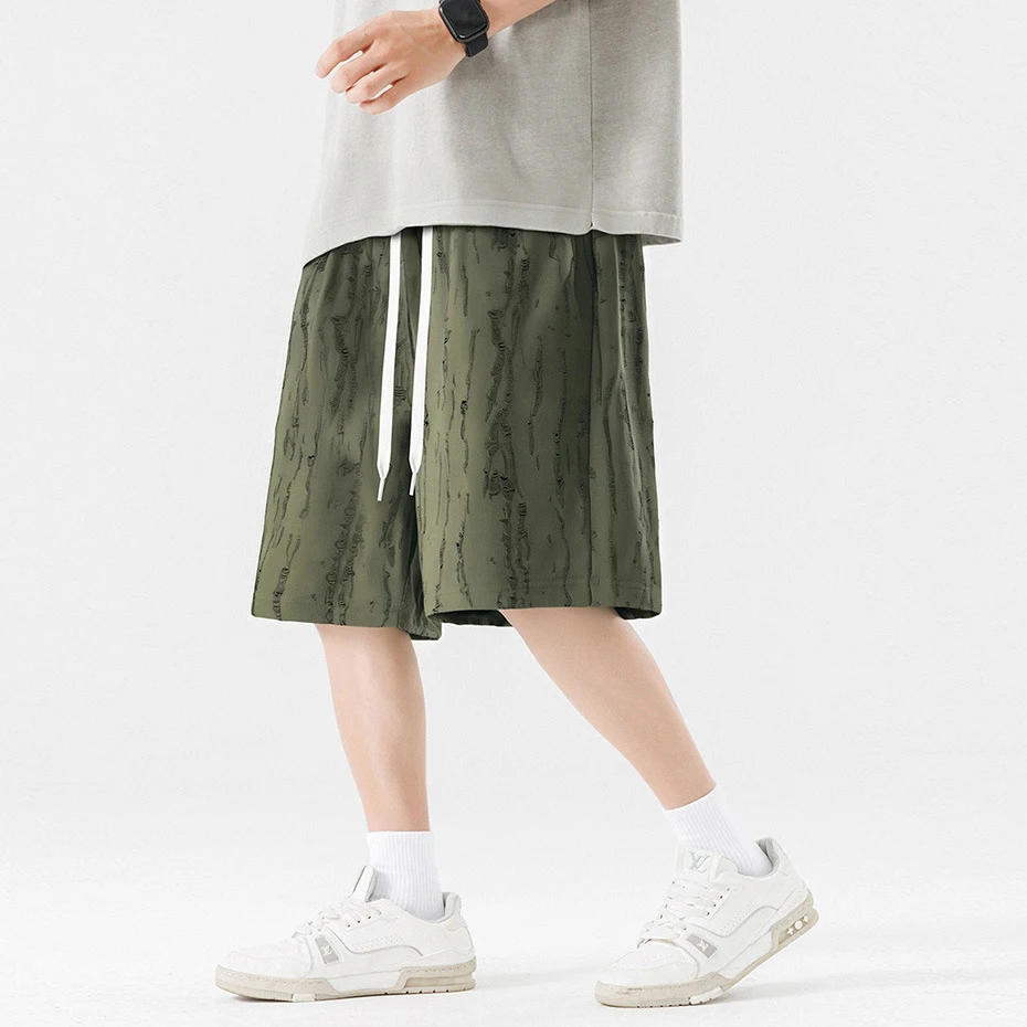 Summer Ripped Shorts Men Plus Size 8XL Shorts Fashion Casual Summer Beach Shorts Elastic Waist Short Pants Male Big Size Bottom