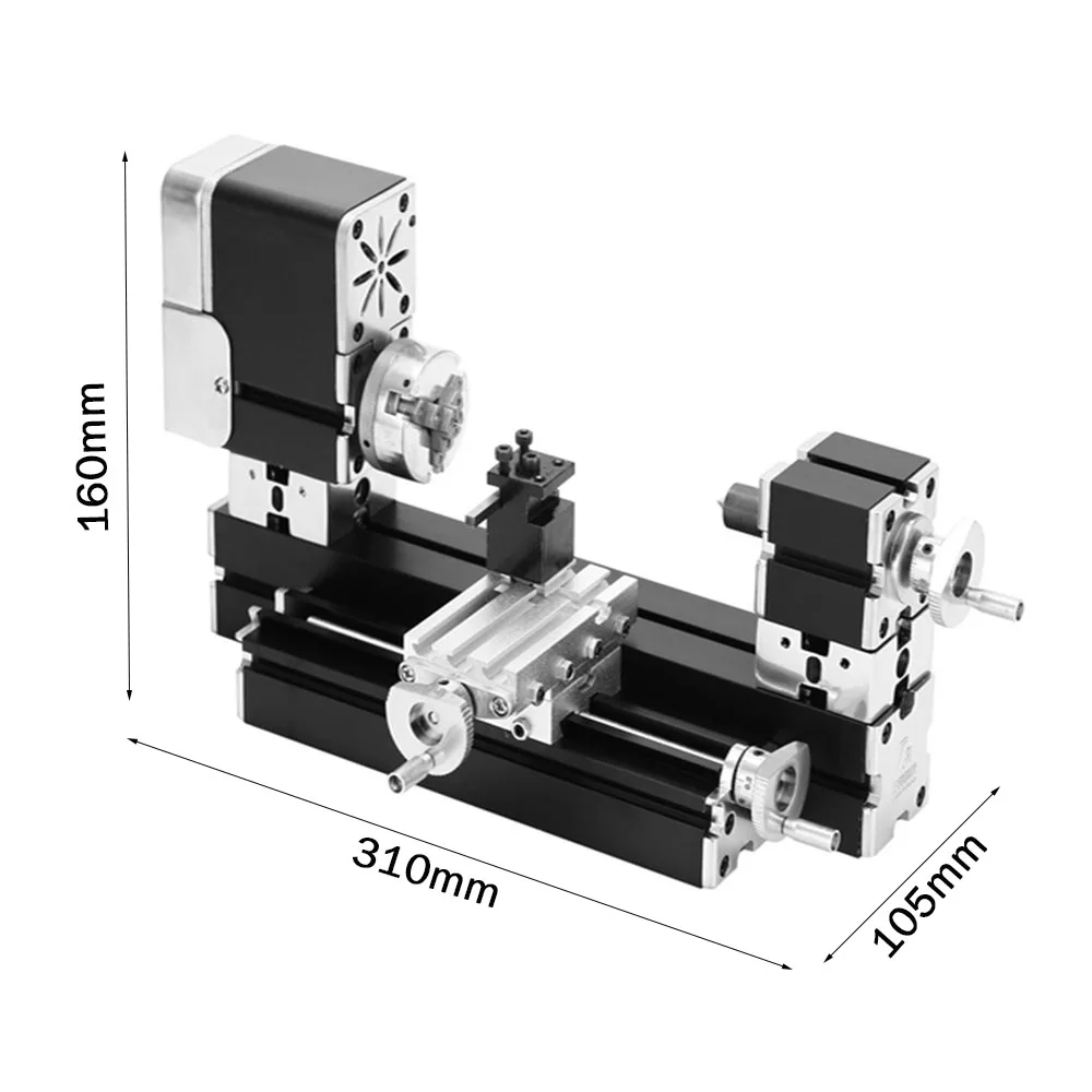 60W Enhanced Miniature Metal Lathe 50mm Center Height Mini DIY Lathe for Aluminum,Wood, Plastic Materials