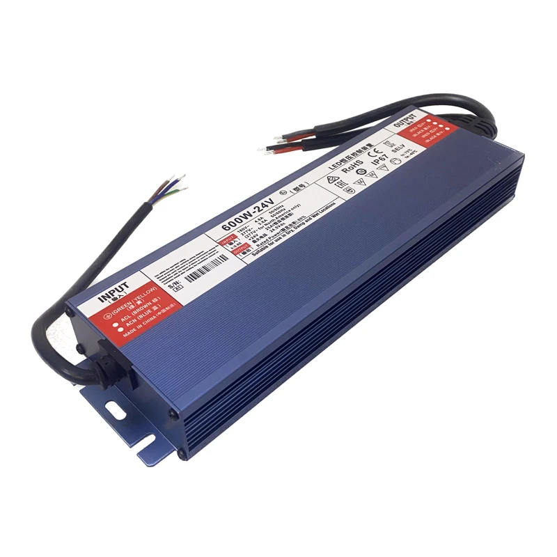 

LED Strip Driver IP67 50A Waterproof Lighting Transformers AC-DC 12V 24V 25A Power Adapter 600W Outdoor Switching Power Supply