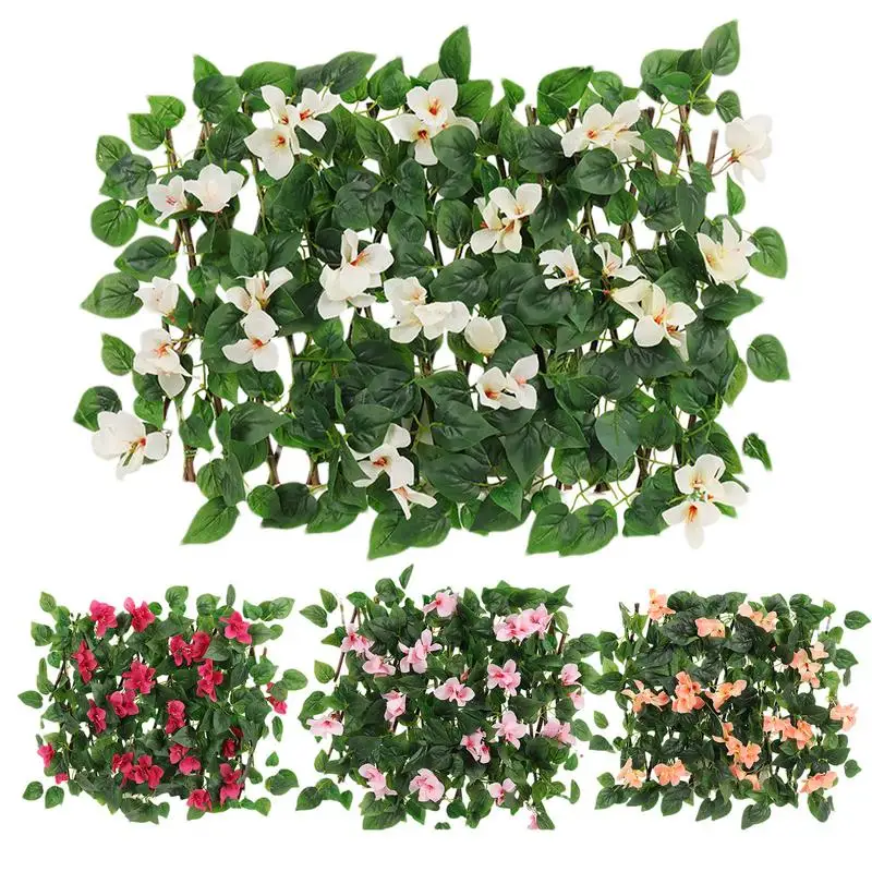 

Artificial Leaves Fence Trumpet Fence Privacy Screen Stretchable Faux Backdrop Vines Fence Durable Decorative Faux Fencing Panel