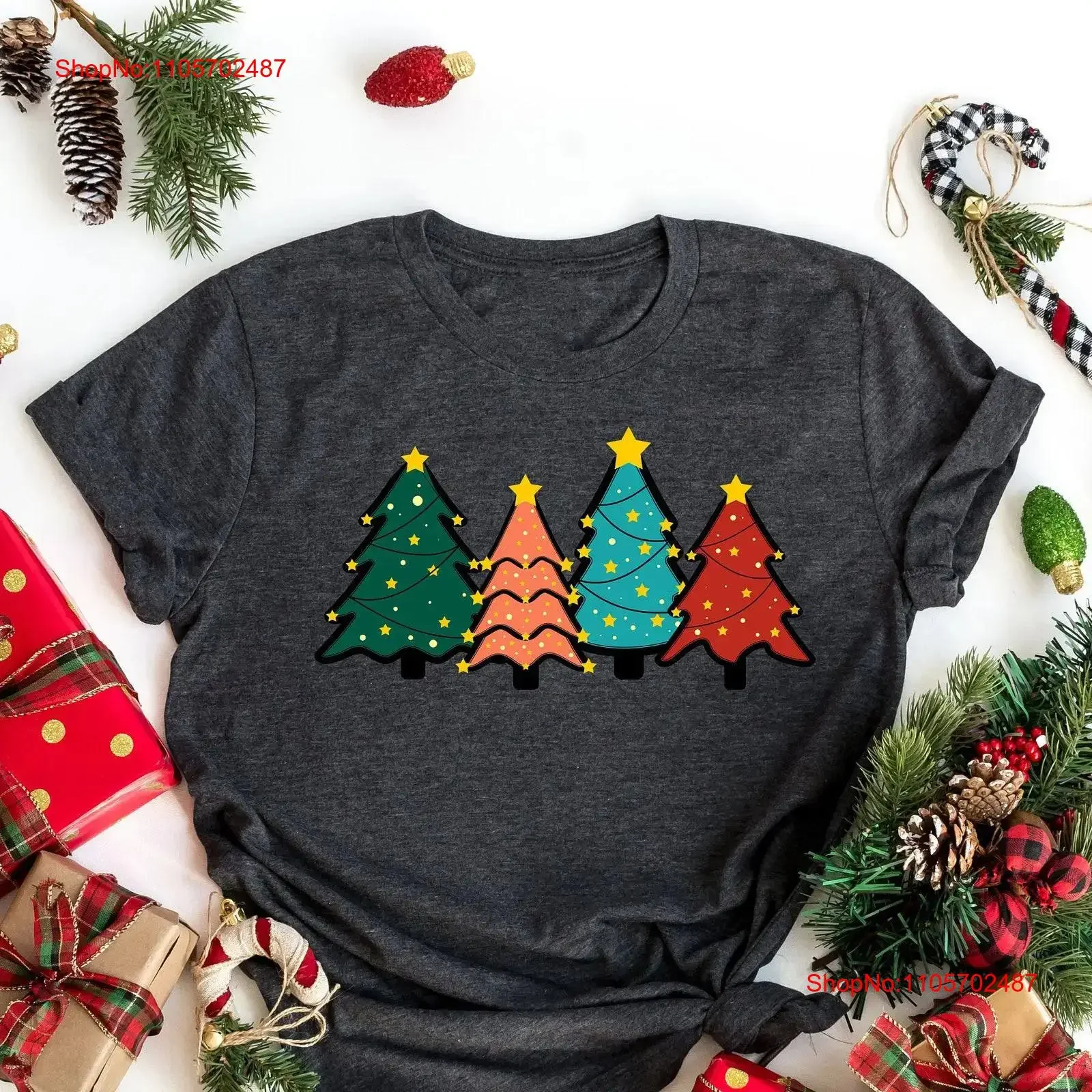 Merry Christmas Tree T Shirt Family Santa New Year Holiday Jumper s vintage Washed Versatile Soft Stylish graphic homme