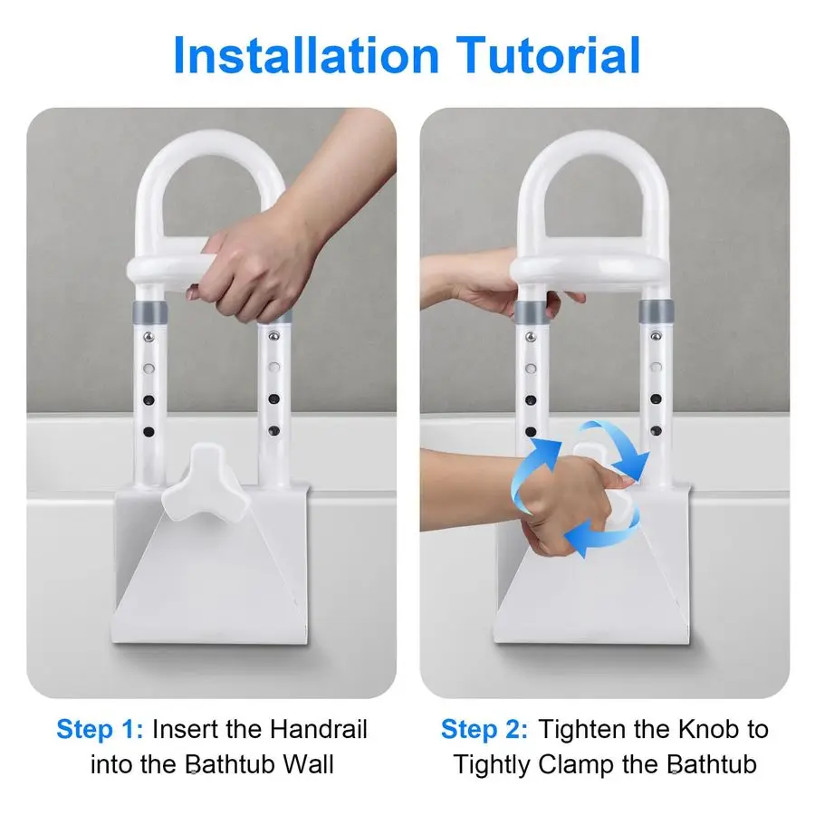 مقبض قضيب إمساك الدش الآمن لكبار السن ومقابض حمام غير قابلة للانزلاق لكبار السن للحوض، يناسب جدران 3.156.69، 300 رطل يدعم Stu #6