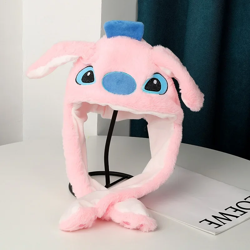 Kawaii Disney Stitch Glowing Plush Ear Moving Jumping Rabbit Hat Funny Glowing Ear Moving Bunny Hat Cosplay Christmas Party Hat