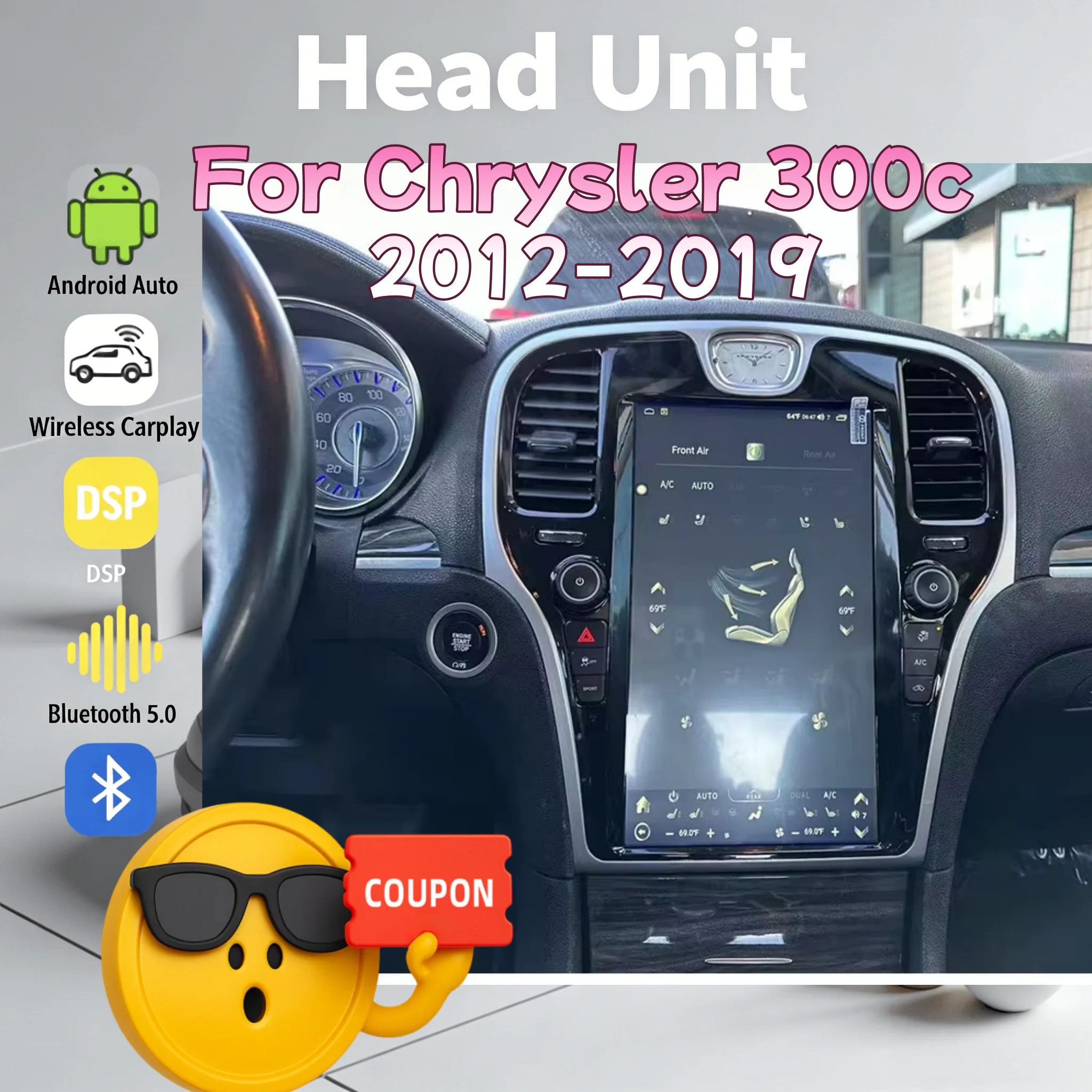 n 13.6inch Android13 Screen Carplay Radio For Chrysler 300c 2012-2019 Car Multimedia Video Player GPS Stereo Head Unit BT 5.0 4G