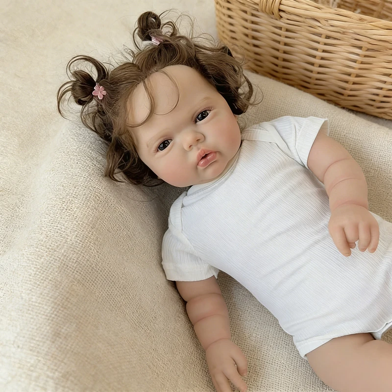 

Кукла-реборн 60 см, высококачественная, реалистичная, как настоящий младенец, с кудрявыми волосами