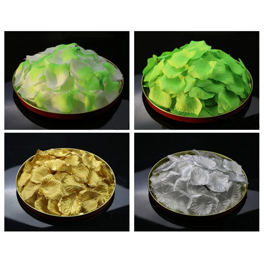 

100Pcs Elegant Artificial Rose Petals Soft Fabric Gold Silver Tones Wedding Centerpiece Decor Table Scatter Long Term Use