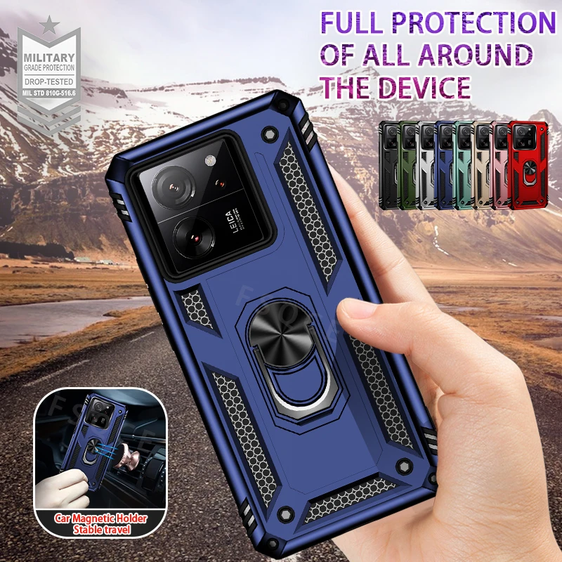 For Xiaomi 13T Pro Case Shockproof Armor Phone Case For Xiaomi Mi13T Mi 13T 13 T Pro Xiaomi13T Metal Ring Kickstand Back Cover