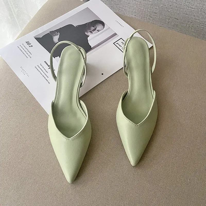 2022 New Fashion All-match Temperament Women\'s Single Shoes Solid Color Square Heel Pointed Toe Toe Shoes Shoes for Women