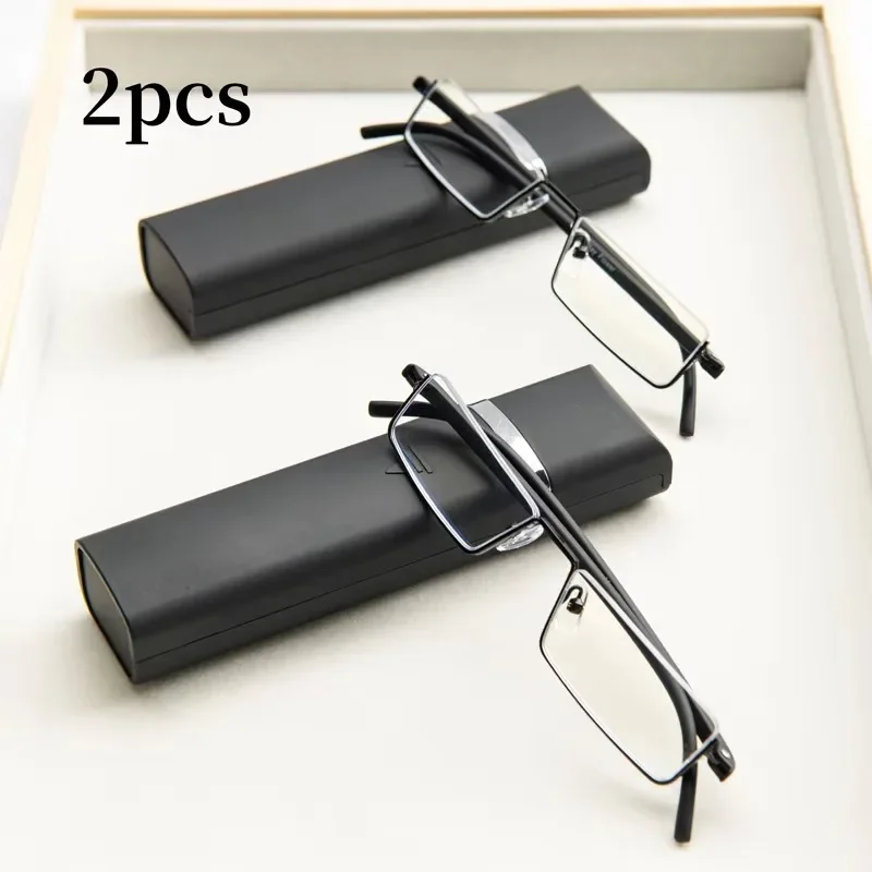 2Pcs Ultraleicht TR90 Lesebrille Anti-blau Licht Sport Presbyopie Brillen Frauen Männer Weit Sicht Eyewaer mit fall