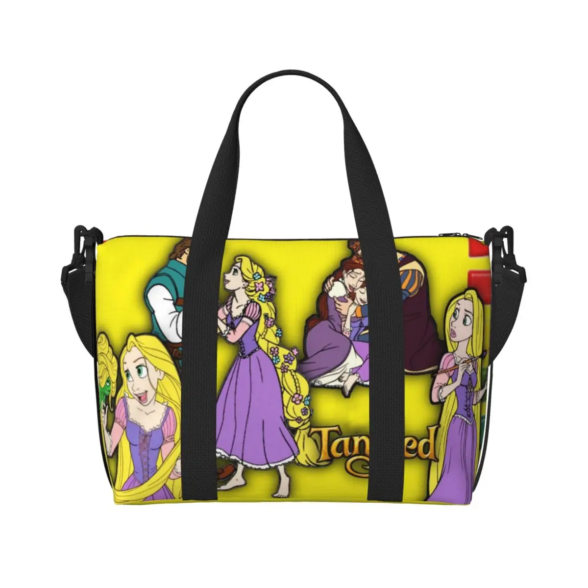 Custom Large Princess Tangled Tote Bag Women Cartoon Funny Shoulder Shopping Beach Gym Travel Bag