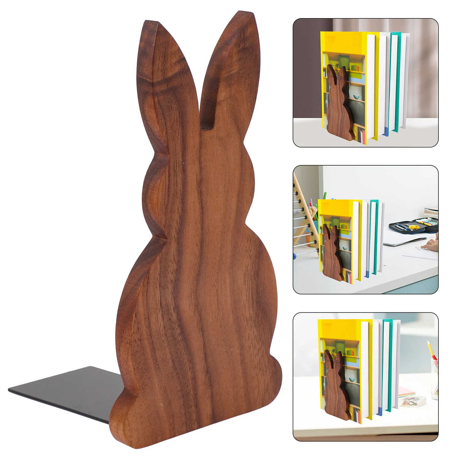 

Wooden Bookend Rabbit Shape Animal Design Desktop Shelf Organizer For Home Office Library Book Holder Stopper