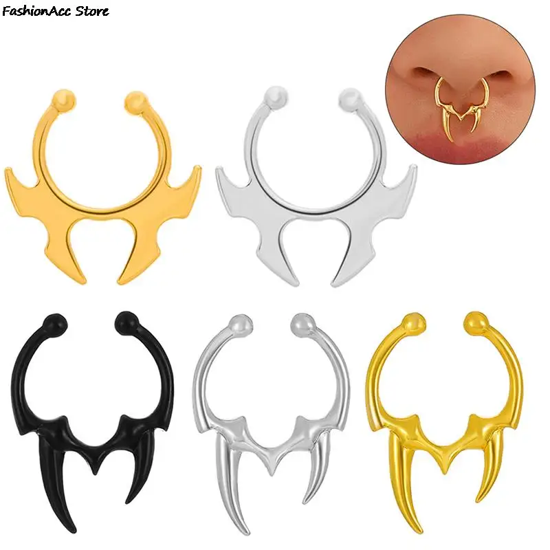 Gothic Irregular Horn Nose Clip Non Piercing Fake Nose Ring Non Perforation Body Jewelry