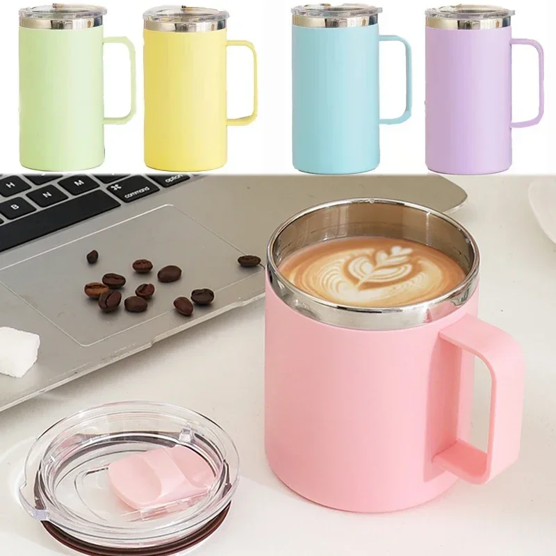 Stainless Steel Coffee Mug with Handle Sliding Lid Insulated Double Wall Vacuum Travel Mug kitchen tools for Camping Outdoor