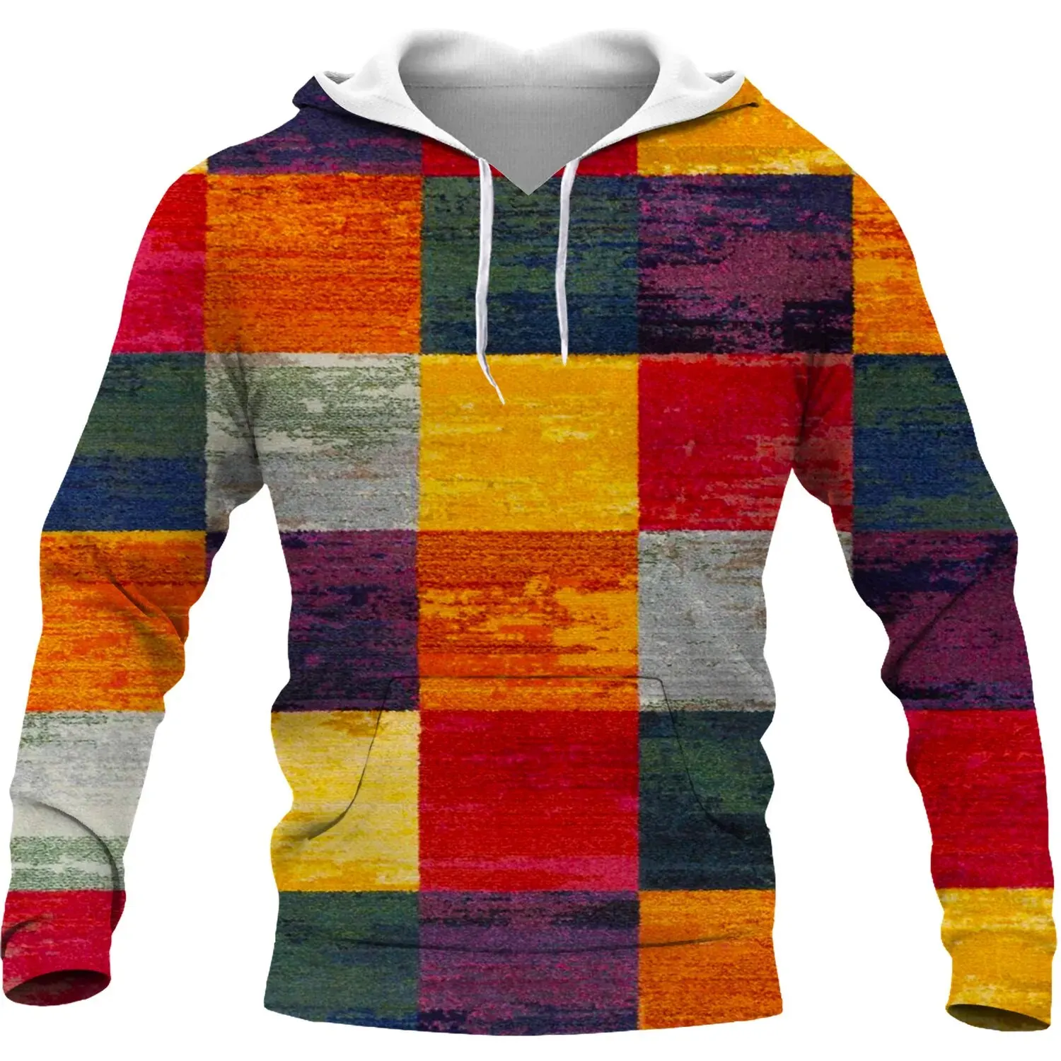 Color Block Patchwork 3D Printed Hoodies Men Women Vintage Fashion Oversized Sweatshirts Hoodie Pullovers Tracksuit Man Clothing