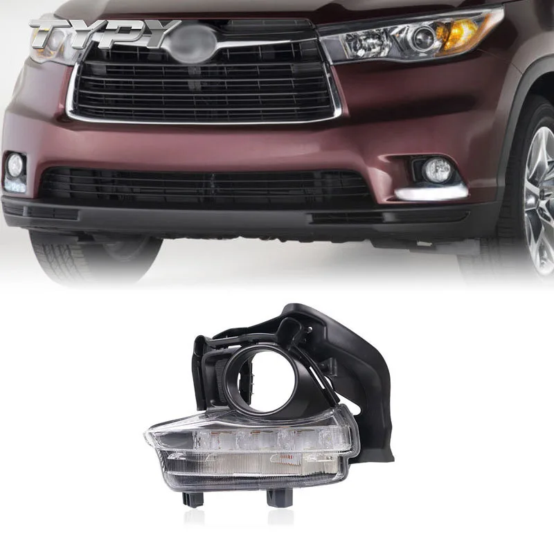 

Car Modified LED DRL Daytime Running Light Fog Lamp With Yellow Turning Signal For Toyota Highlander 2015-2018