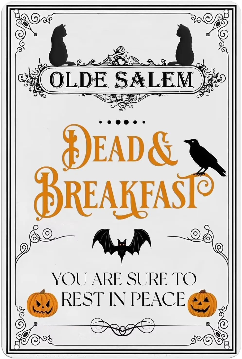 1p,KanaAt Olde Dead & Breakfast You Are Sure To Rest In Peace Metal Tin Sign Vintage Halloween Spooky Witches Inn Decor for