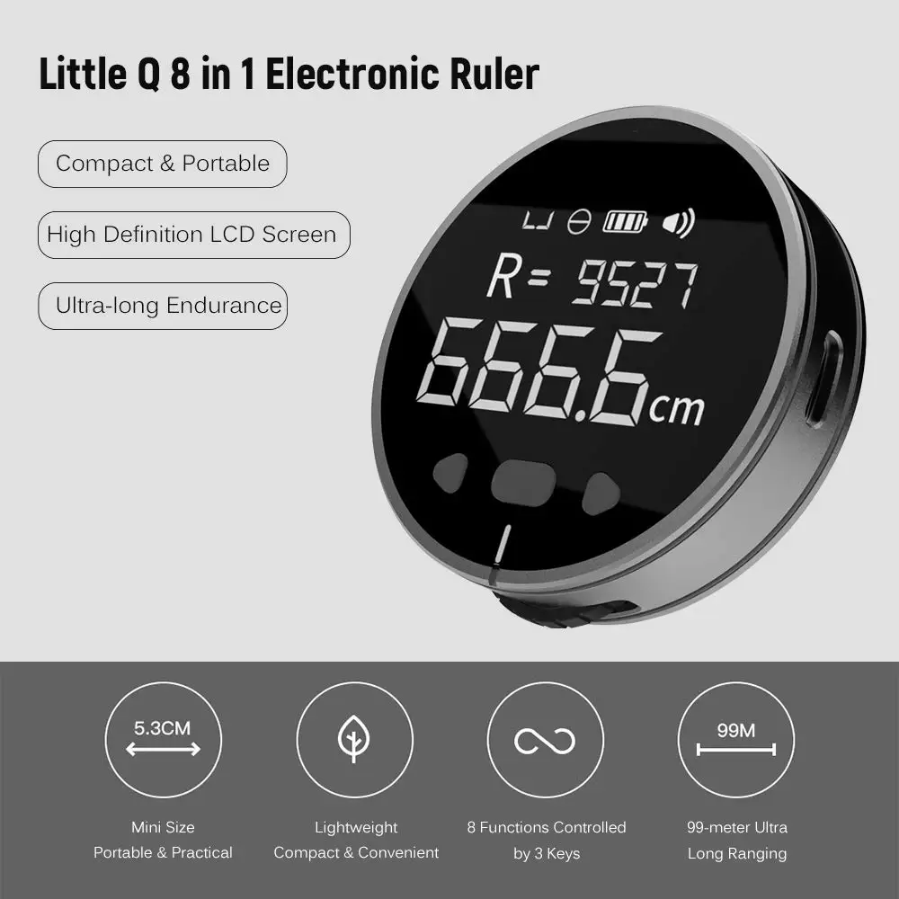 

ATuMan Digital Tape Measure Electronic Ruler 8in1 Handheld Range Finder Type-C Rechargeable for Flat Curved Diameter Odd Shape