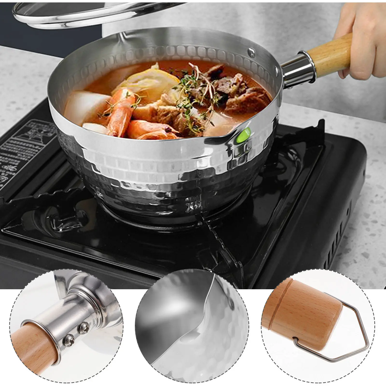 

Multi-Functional Stainless Steel Stock Pot Smooth Surface Easy Clean Soup Pot for Home Restaurant Cooking Deep Fry Pan