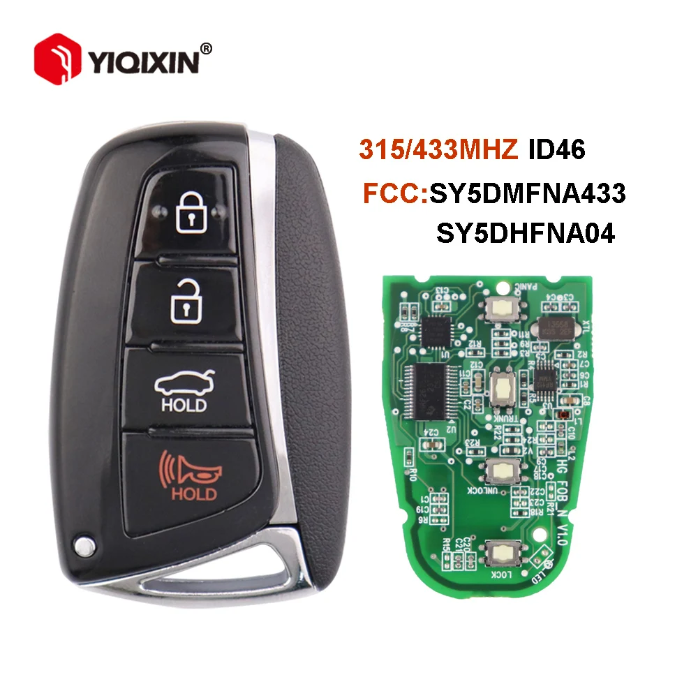 YIQIXIN Smart Remote Car Key per Hyundai Santa Fe 2013 2014 2015 2016 2017 2018 315/433MHZ ID46 PCF7952 muslimatexam