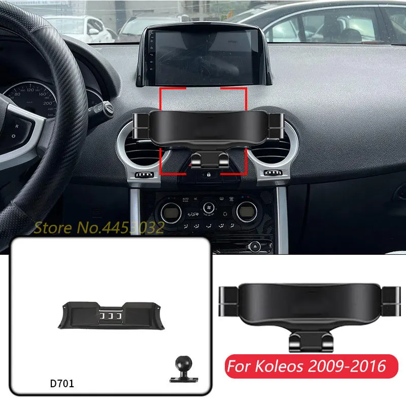 Car Phone Holder For Renault Koleos 2009-2016 Gravity GPS Stand Clip Air Outlet Bracket With Fixed Base Accessories