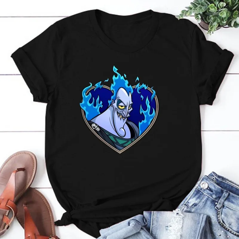 Disney Hercules Hades Women T Shirt 2024 Girls Harajuku 90S Casual Tee Graphic Tops Female Y2K Kawaii Lady T-shirt Short Sleeve