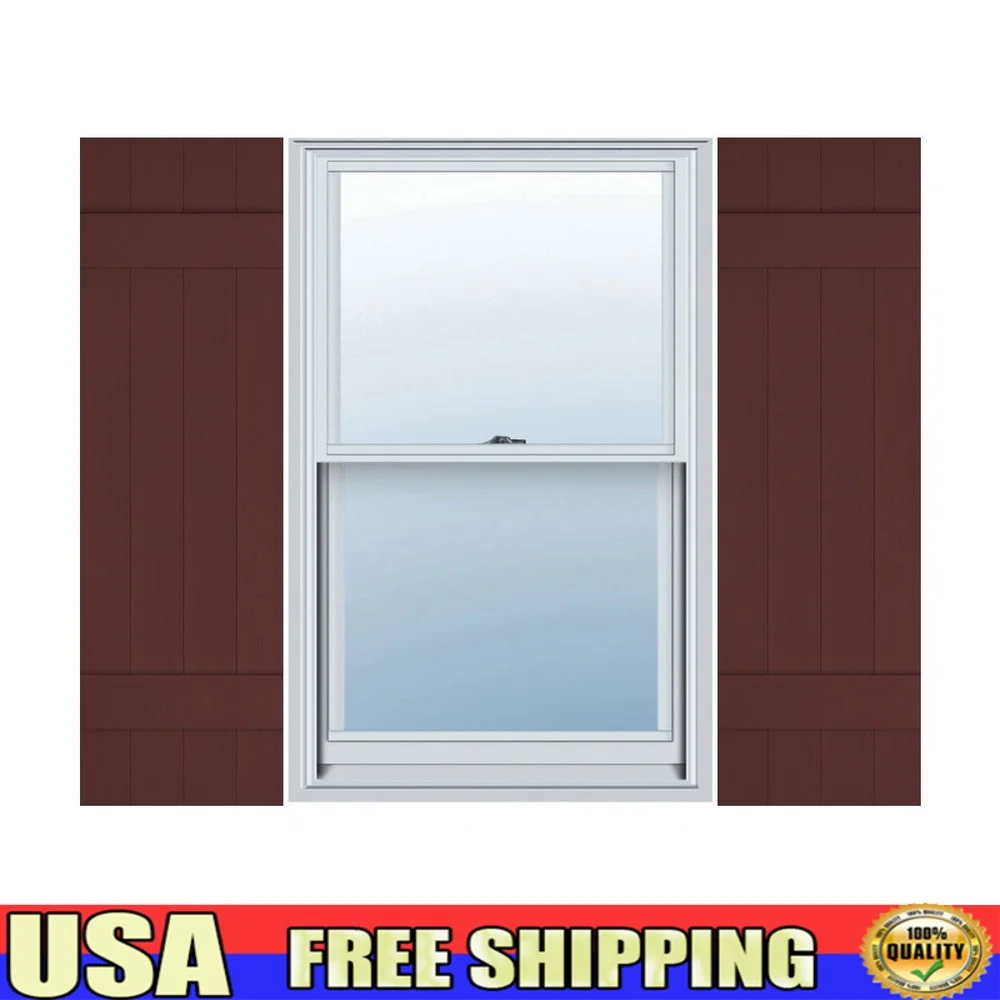

Standard Vinyl Board-n-Batten Shutters 14in x 43in Lightweight Durable Easy Installation Includes Matching Spikes Home Exterior