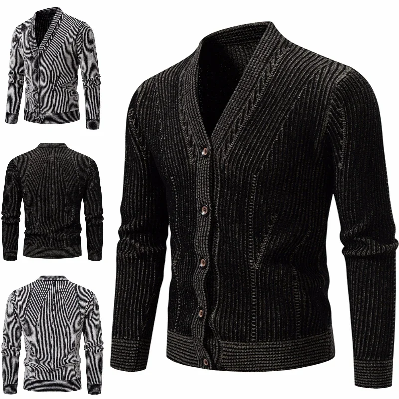 

Autumn and Winter New Men's Warm Cardigan Sweater V-neck Fashionable Casual Sweaters