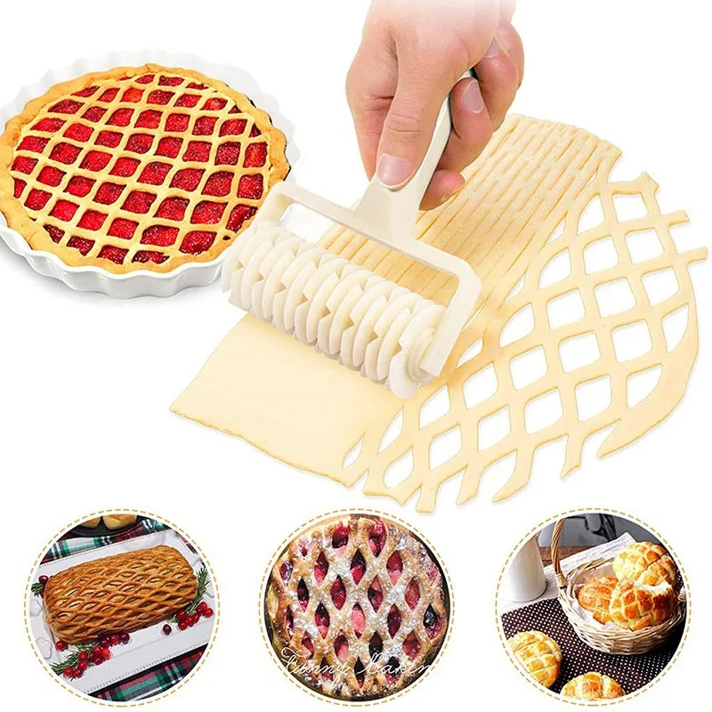 Creative Baking Tools Plastic Roller Mesh Cutter L/M/S Grid Pattern For Pastry Dough Fondant Pizza Cakes Pies Kitchen Supplies