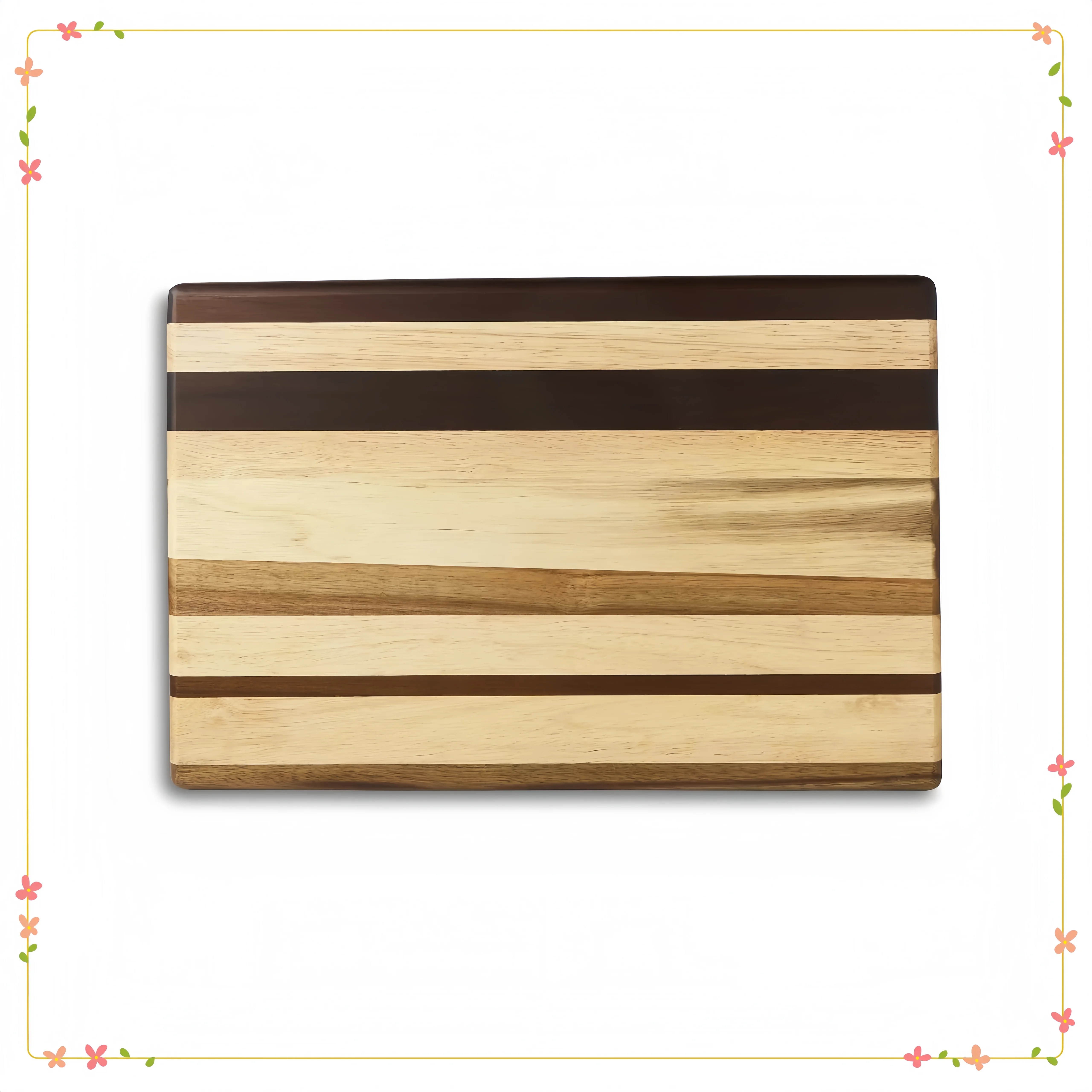 

18x12 Inch Multi-Wood Butcher Block with Non-Slip Silicone Feet, Heavy Duty Chopping Board for Kitchen, Reversible