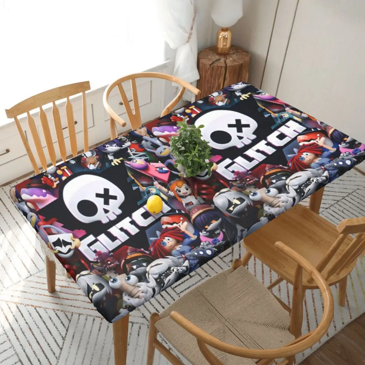 Chibis Murder Drones Uzi Doorman Fuzzy Custom Rectangular Tablecloth Oilproof Table Cover for Dining Events Table Cloth