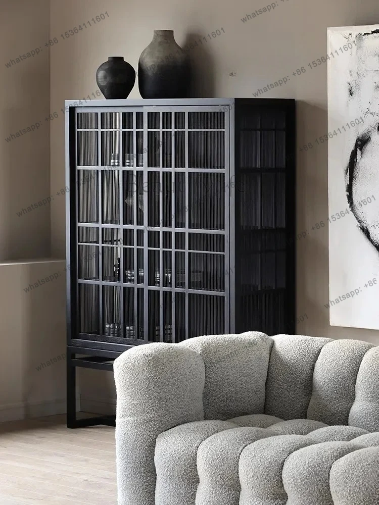 

LXNordic solid wood entrance cabinet creative dining side cabinet retro French living room wabi sandy wind display cabinetSSS