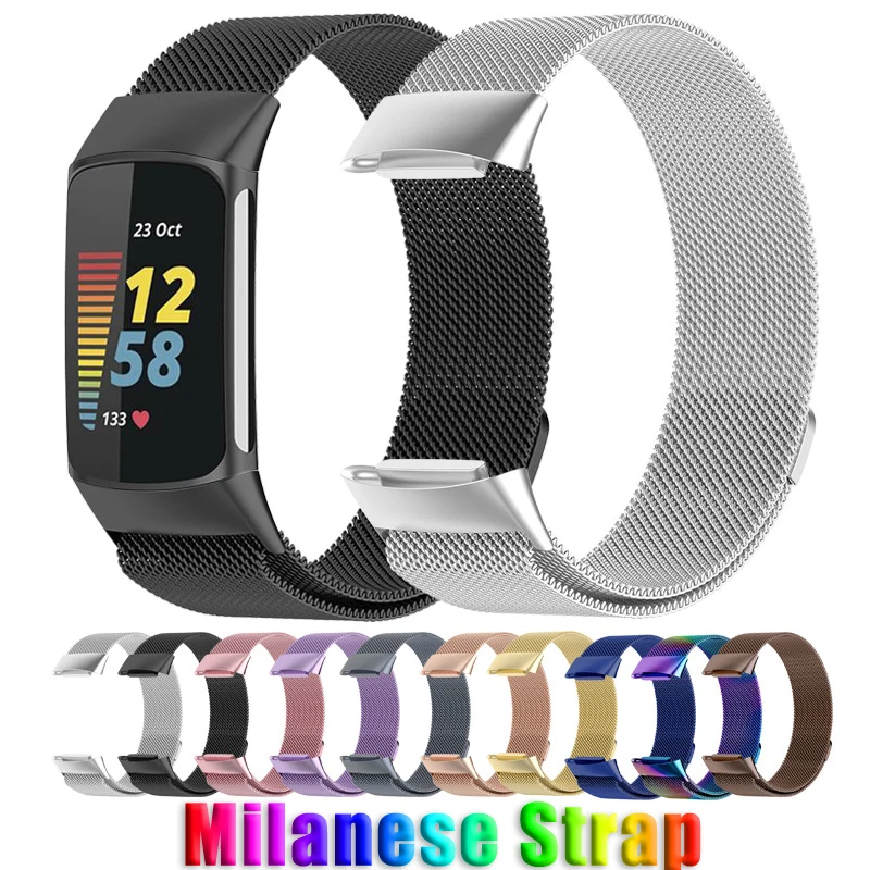 สายคล้องโลหะ Fitbit Charge 5 Charge 6 สายรัดข้อมือสร้อยข้อมือ Milanese สําหรับ Smart Fitbit charge6 5 เปลี่ยน Wacthband อุปกรณ์เสริม