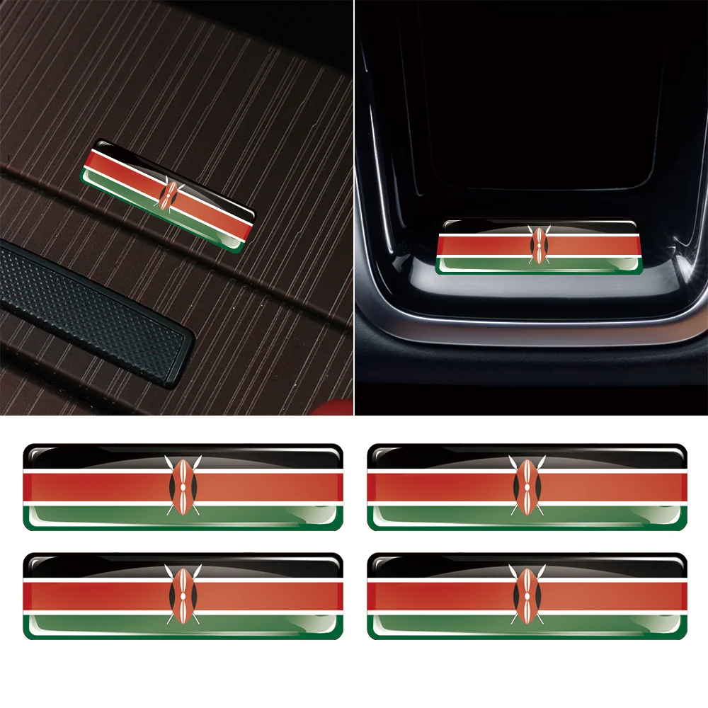 

4/10/20x Kenya Flag 3D Stereoscopic Car Stickers Epoxy Resin Badges Laser Decals Motorcycle Modification Decorative Accessories