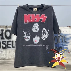 Rock Kiss Band Vintage Retro T Shirt Women Men Short Sleeve 1:1 Best Quality Top Tees Streetwear T-shirt